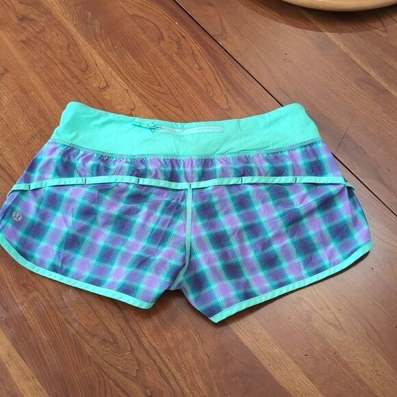 Lululemon Speed Short River Rock/Oasis Ombre Plaid Sz 4 - Picture 4 of 9
